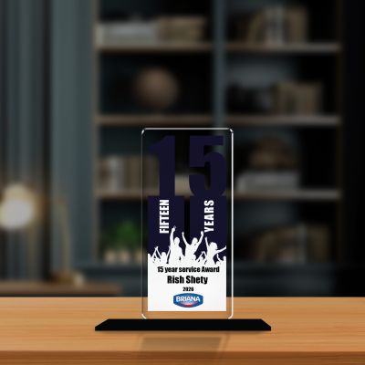 15 Year Service Award Trophy Personalized Acrylic Award Trophy Custom with Name Achievement Award for Employee, Corporate Recognition Thankyou Gift for Employee